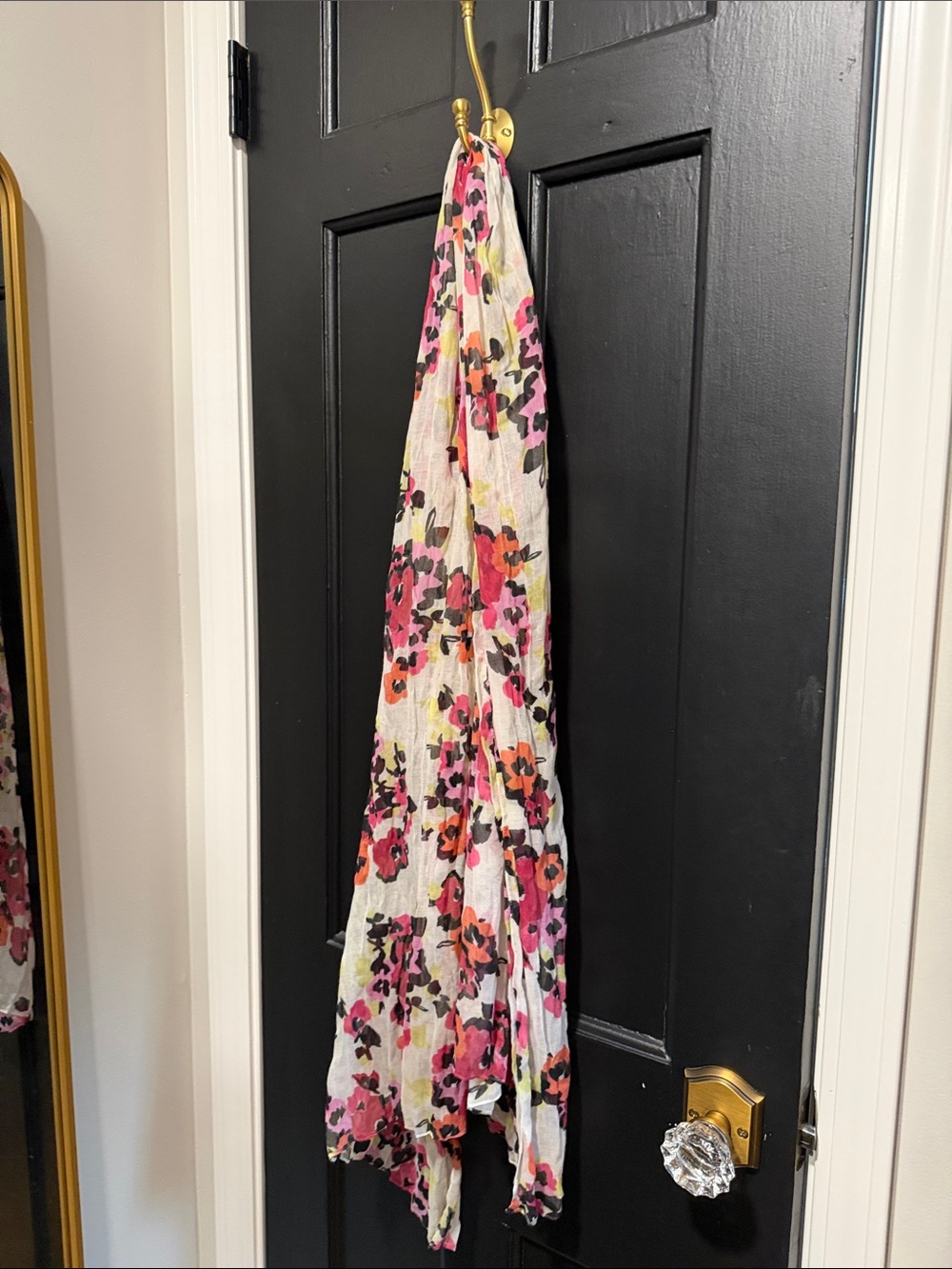 Floral Lightweight Scarf in Pink and Orange - Unbranded